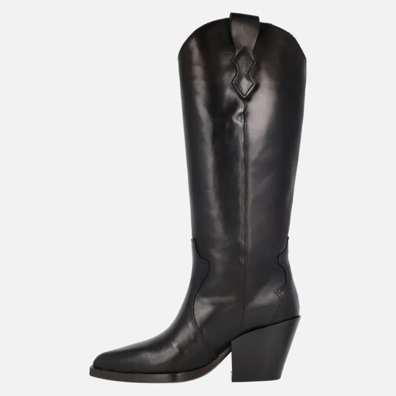 Botas altas cowboy en piel negra Vermont