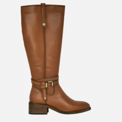Botas altas de piel con adorno de hebilla y nudo
