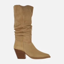 Botas altas en ante camel con caña arrugada Alpe Vermont