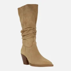 Botas altas en ante camel con caña arrugada Alpe Vermont