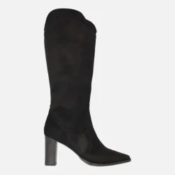 Botas altas en ante negro con tacón alto Annika