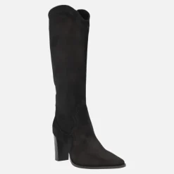 Botas altas en ante negro con tacón alto Annika