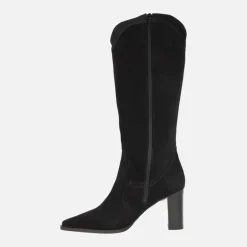 Botas altas en ante negro con tacón alto Annika