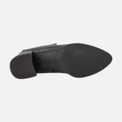 Botas altas en tejido elástico textura piel con tacón bajo