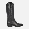 Botas altas estilo cowboy con bordados en piel negra DKT 67