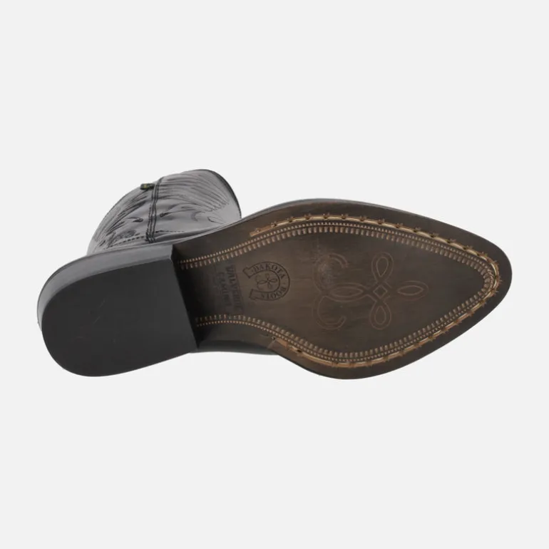 Botas altas estilo cowboy con bordados en piel negra DKT 67