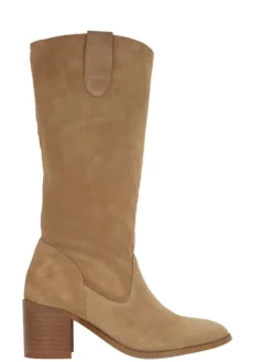 Botas altas Valentina en serraje camel