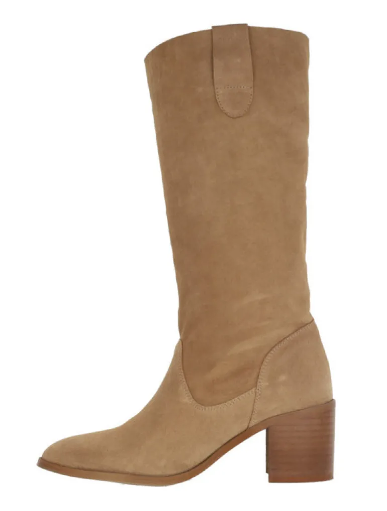 Botas altas Valentina en serraje camel