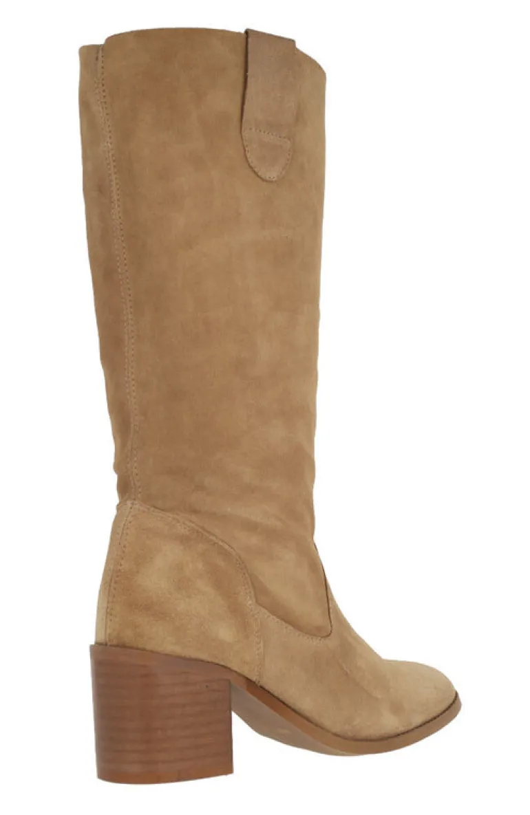 Botas altas Valentina en serraje camel