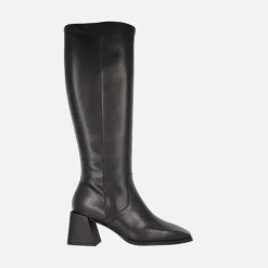 Botas altas Wonders Love en piel negra con horma cuadrada