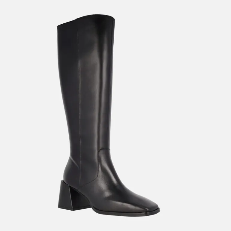 Botas altas Wonders Love en piel negra con horma cuadrada