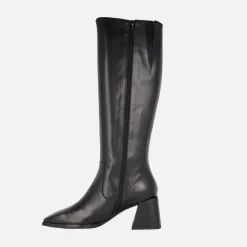 Botas altas Wonders Love en piel negra con horma cuadrada