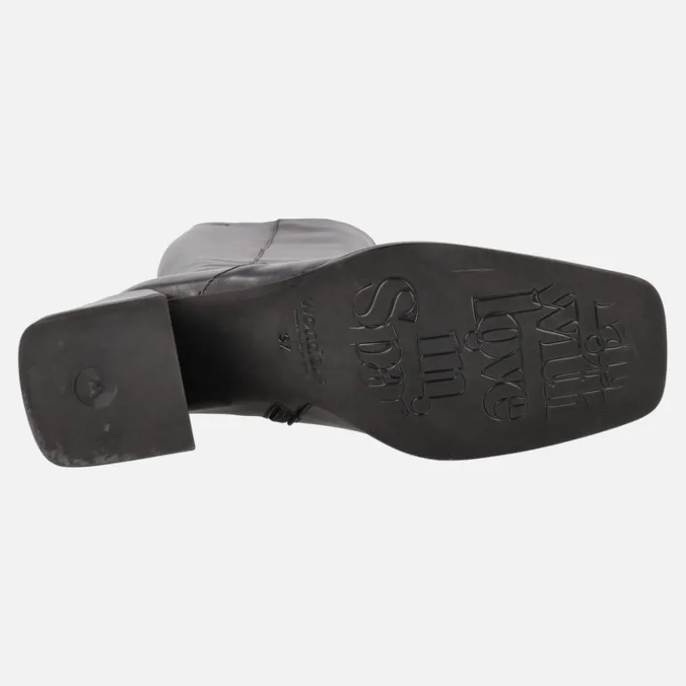 Botas altas Wonders Love en piel negra con horma cuadrada
