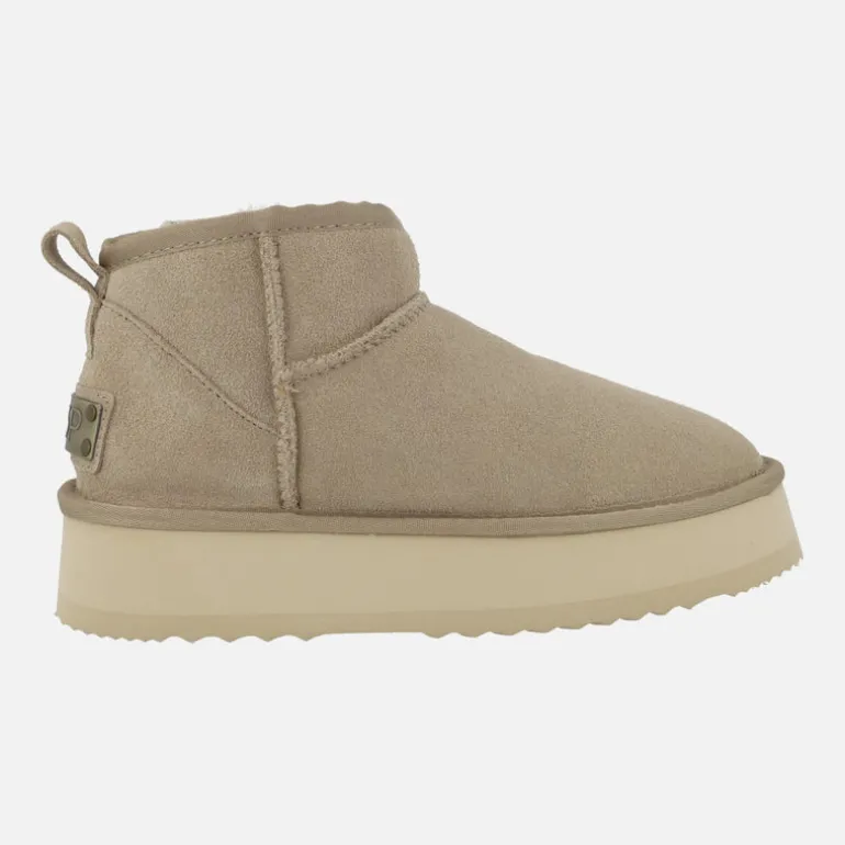 Botas australianas Melide en serraje beige con plataforma
