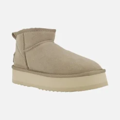 Botas australianas Melide en serraje beige con plataforma