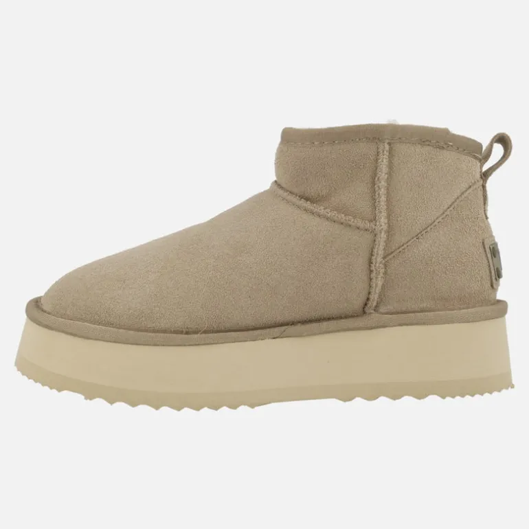 Botas australianas Melide en serraje beige con plataforma