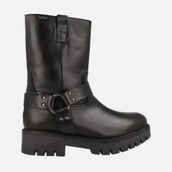 Botas bajas de estilo motero en piel negra Jordana