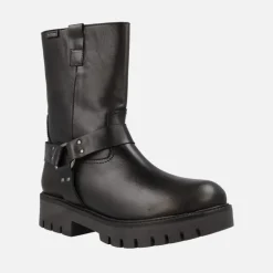 Botas bajas de estilo motero en piel negra Jordana