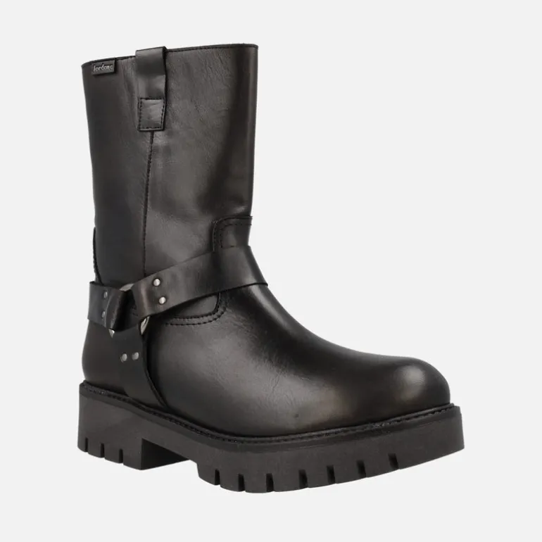 Botas bajas de estilo motero en piel negra Jordana