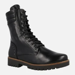 Botas bajas de piel con cordones y cremallera