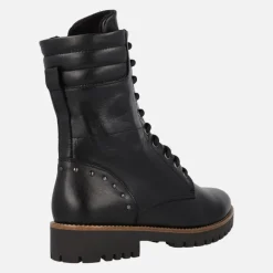 Botas bajas de piel con cordones y cremallera