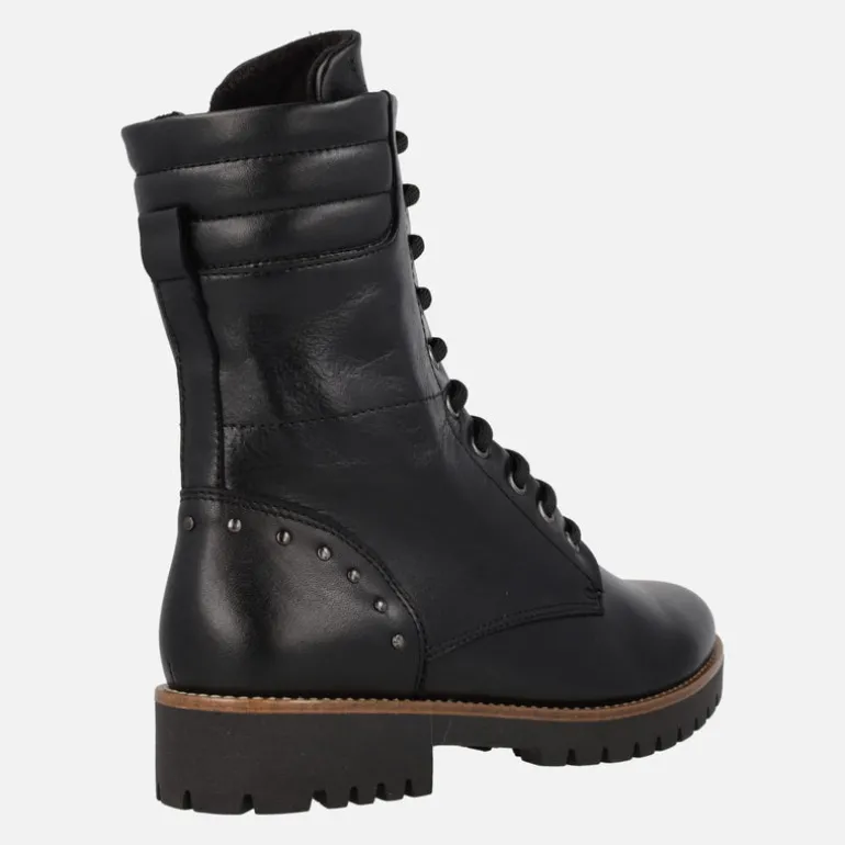 Botas bajas de piel con cordones y cremallera