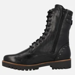 Botas bajas de piel con cordones y cremallera