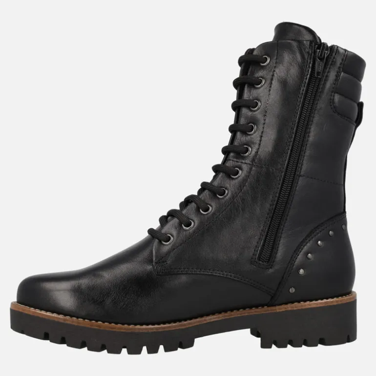 Botas bajas de piel con cordones y cremallera