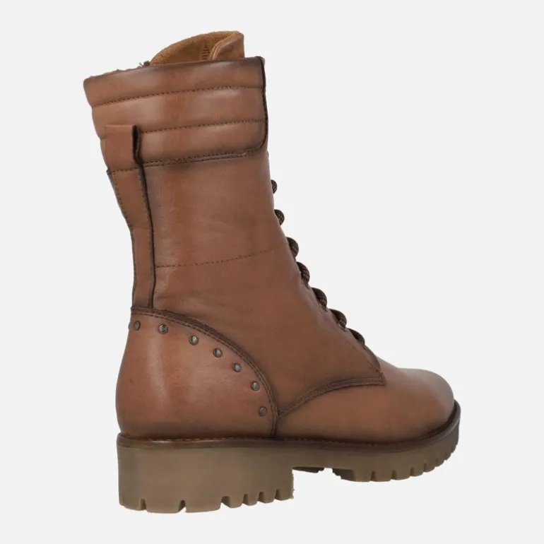 Botas bajas de piel con cordones y cremallera