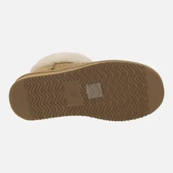 Botas bajas estilo australianas en serraje camel con cuello de pelo