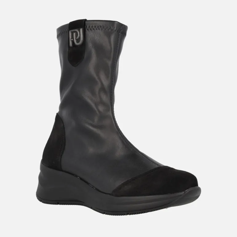 Botas bajas estilo calcetín en tejido elástico negro