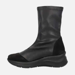 Botas bajas estilo calcetín en tejido elástico negro