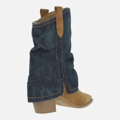 Botas bajas estilo cowboy Lyanna en serraje cuero y denim