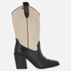 Botas cowboy de piel en bicolor negro beige