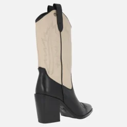 Botas cowboy de piel en bicolor negro beige