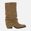 Botas cowboy de piel serraje con faldón