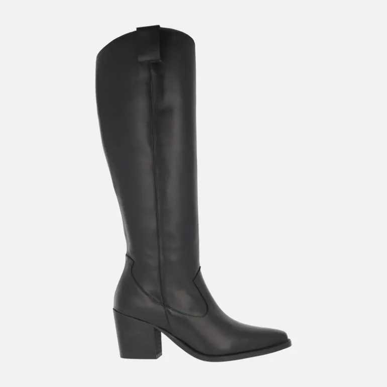 Botas cowboy en piel negra con caña alta