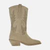 Botas cowboy Holly en serraje arena con bordados