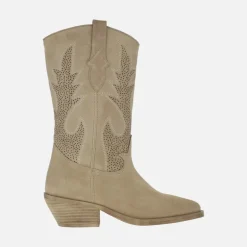 Botas cowboy Holly en serraje arena con bordados