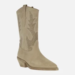 Botas cowboy Holly en serraje arena con bordados