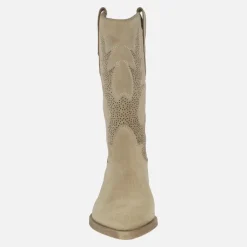 Botas cowboy Holly en serraje arena con bordados