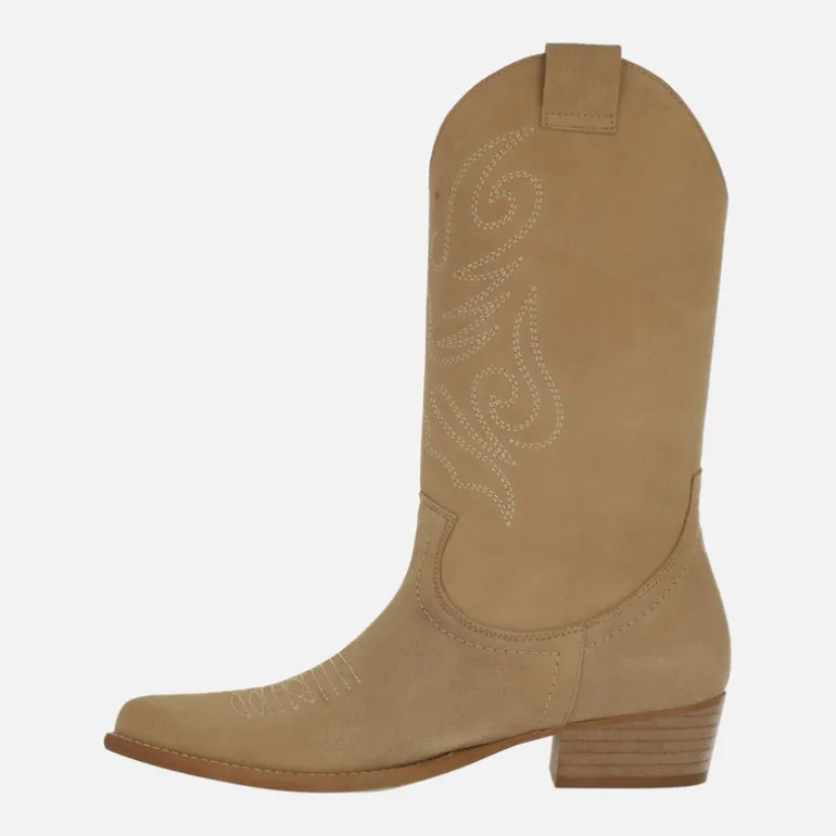 Botas cowboy Jandra en piel serraje con bordados