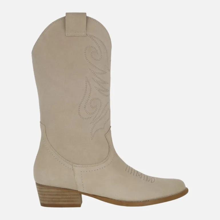 Botas cowboy Jandra en piel serraje con bordados