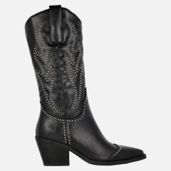 Botas cowboy negras con detalle de remaches metálicos