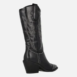 Botas cowboy negras con detalle de remaches metálicos