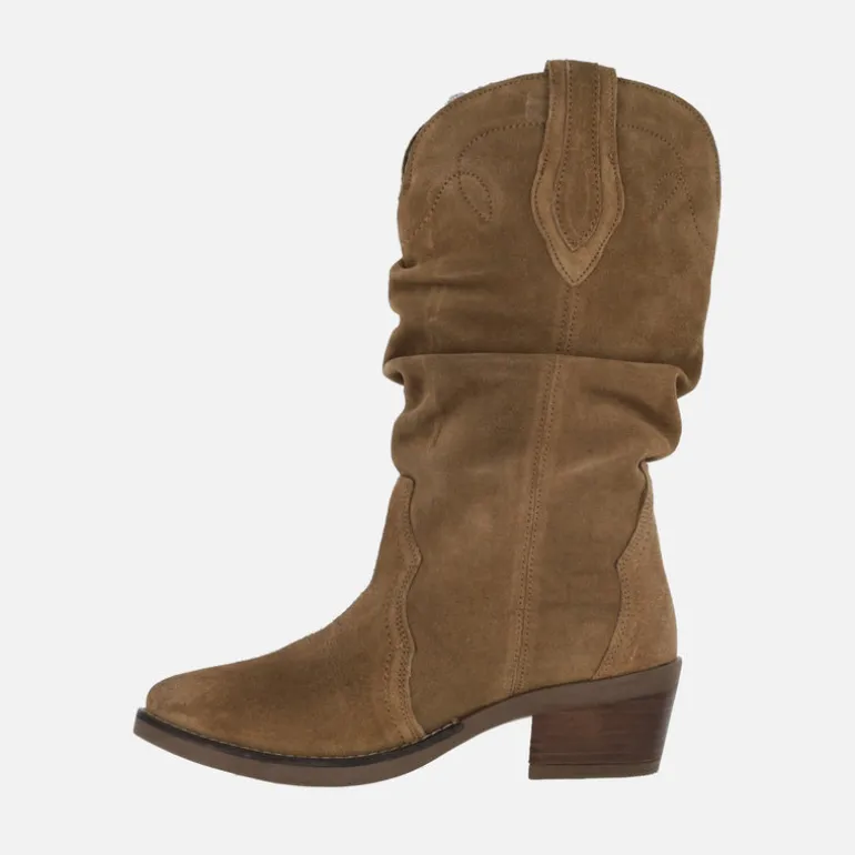 Botas cowboy Teo de piel con caña arrugada