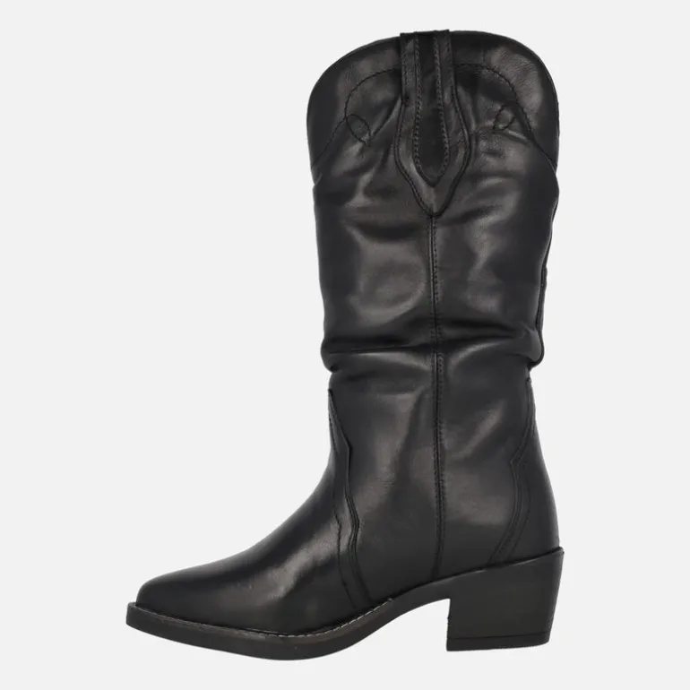 Botas cowboy Teo de piel con caña arrugada