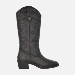 Botas cowboy Teo en piel negra con bordados
