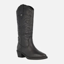 Botas cowboy Teo en piel negra con bordados