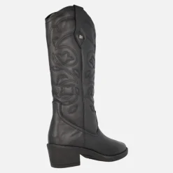 Botas cowboy Teo en piel negra con bordados